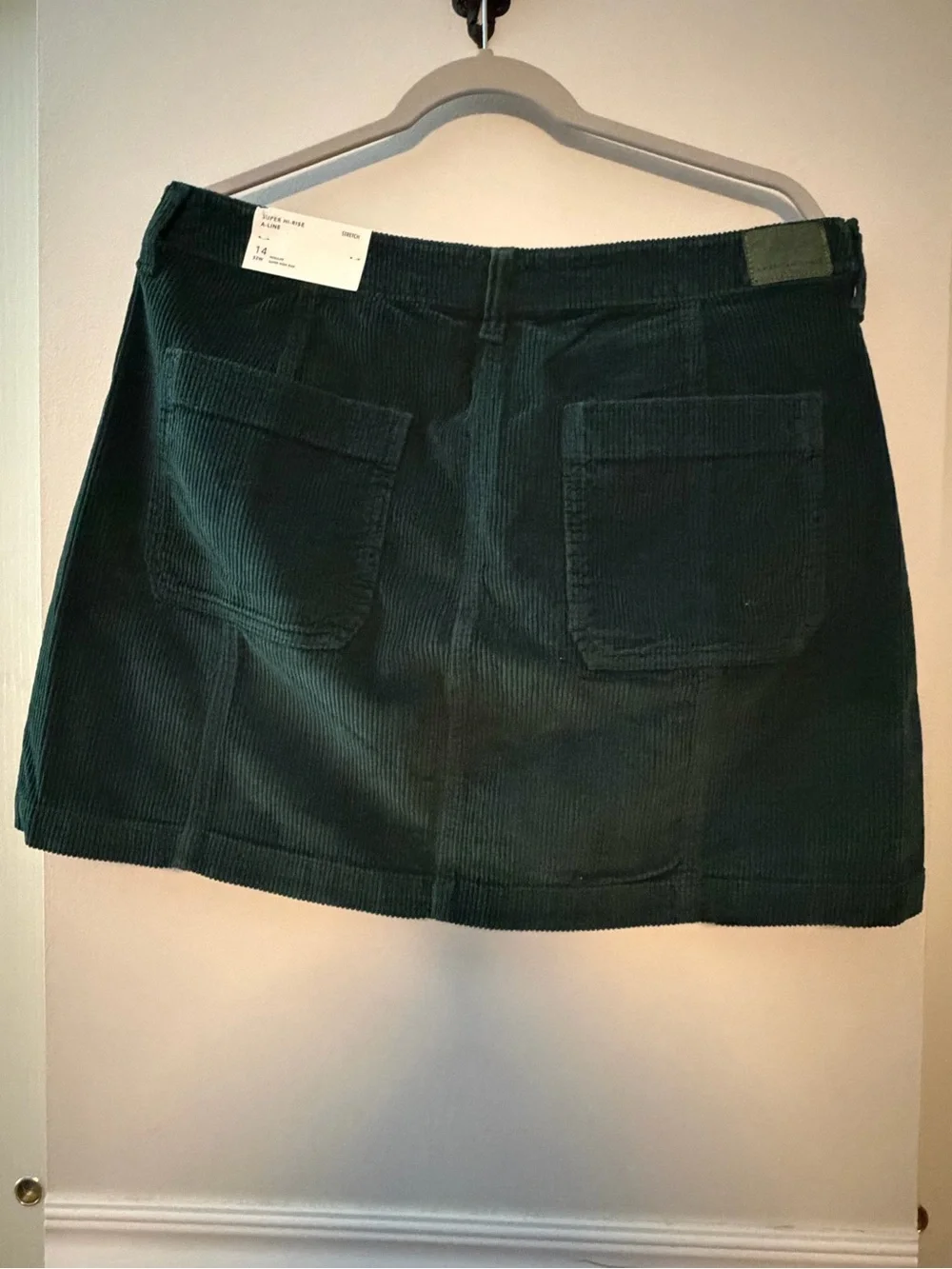 NWT American Eagle Outfitters Dark Green Corduroy Button-Front Mini Skirt